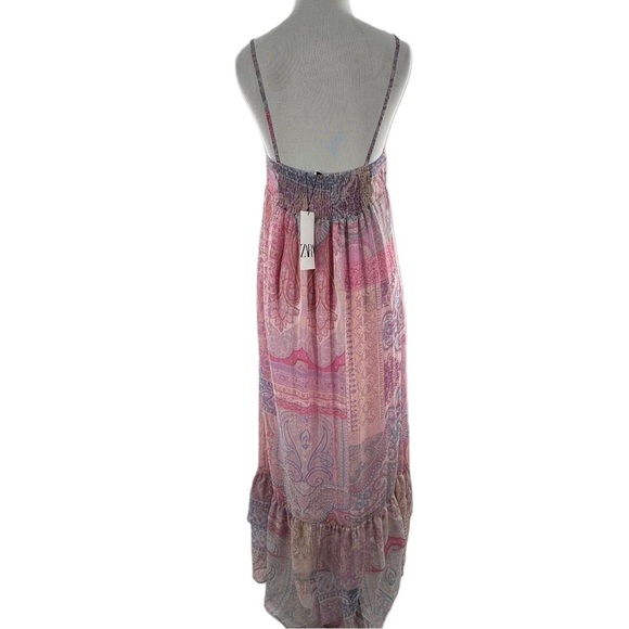 Zara womens dress size L multicolored patchwork paisley metallic hi-lo maxi - Picture 3 of 12